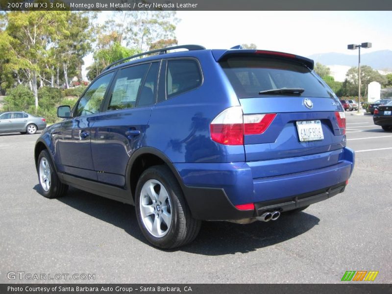 Montego Blue Metallic / Grey Nevada Leather 2007 BMW X3 3.0si