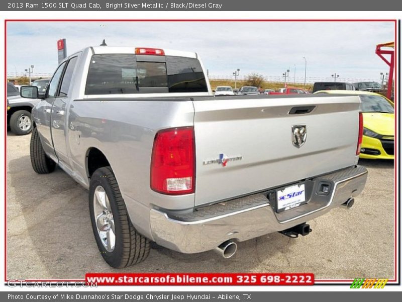 Bright Silver Metallic / Black/Diesel Gray 2013 Ram 1500 SLT Quad Cab