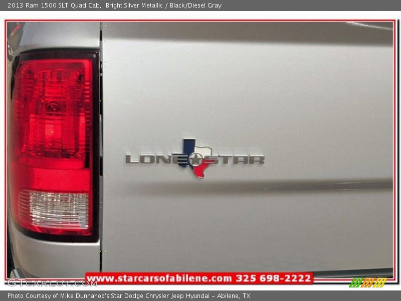 Bright Silver Metallic / Black/Diesel Gray 2013 Ram 1500 SLT Quad Cab