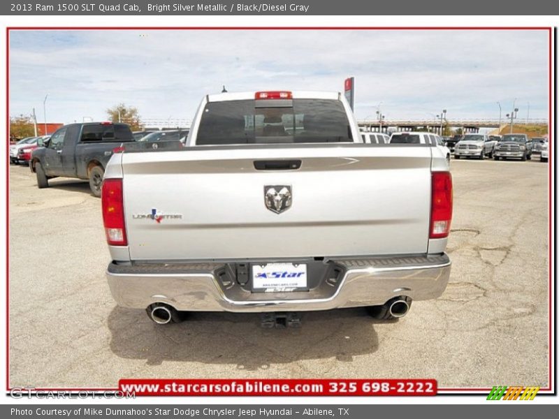 Bright Silver Metallic / Black/Diesel Gray 2013 Ram 1500 SLT Quad Cab