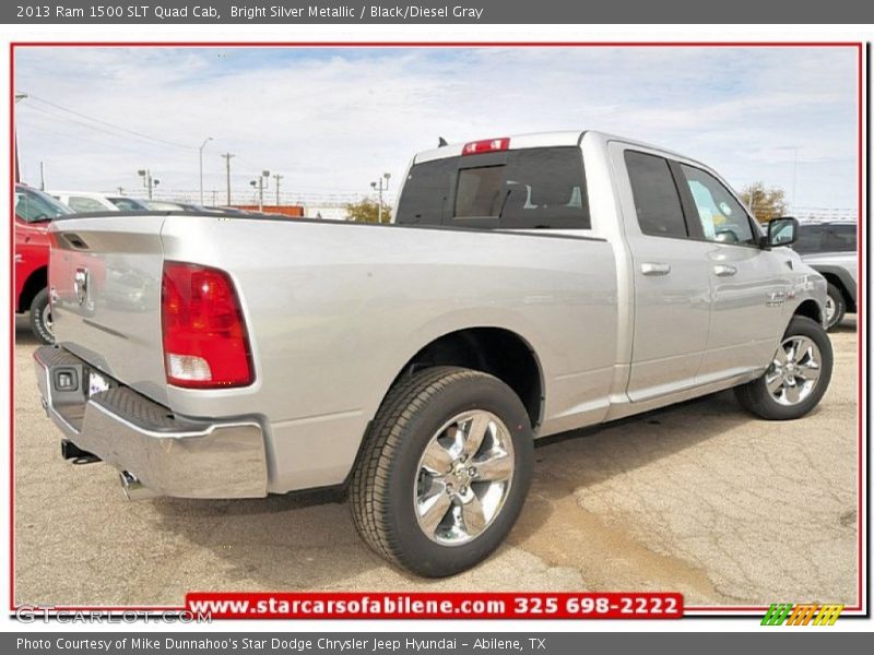 Bright Silver Metallic / Black/Diesel Gray 2013 Ram 1500 SLT Quad Cab