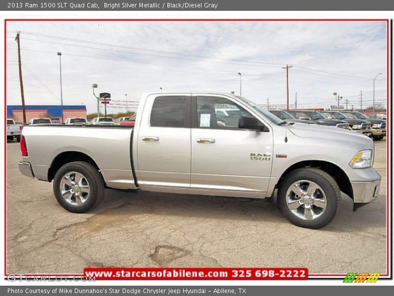Bright Silver Metallic / Black/Diesel Gray 2013 Ram 1500 SLT Quad Cab