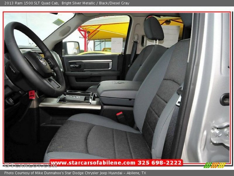 Bright Silver Metallic / Black/Diesel Gray 2013 Ram 1500 SLT Quad Cab