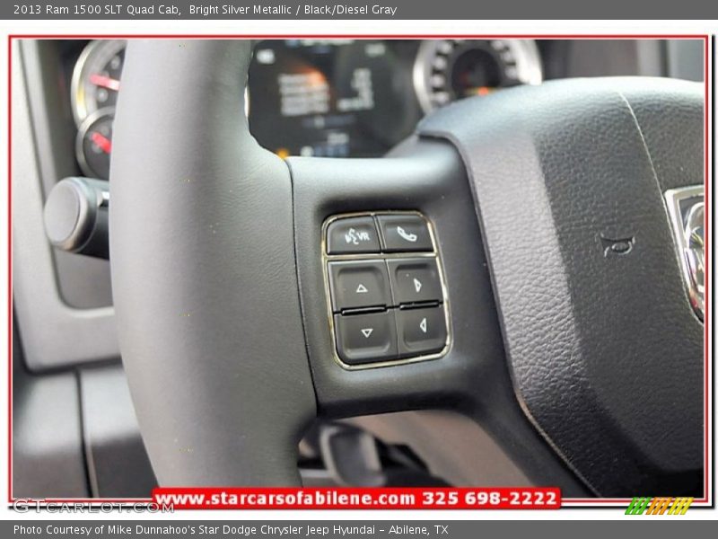Bright Silver Metallic / Black/Diesel Gray 2013 Ram 1500 SLT Quad Cab