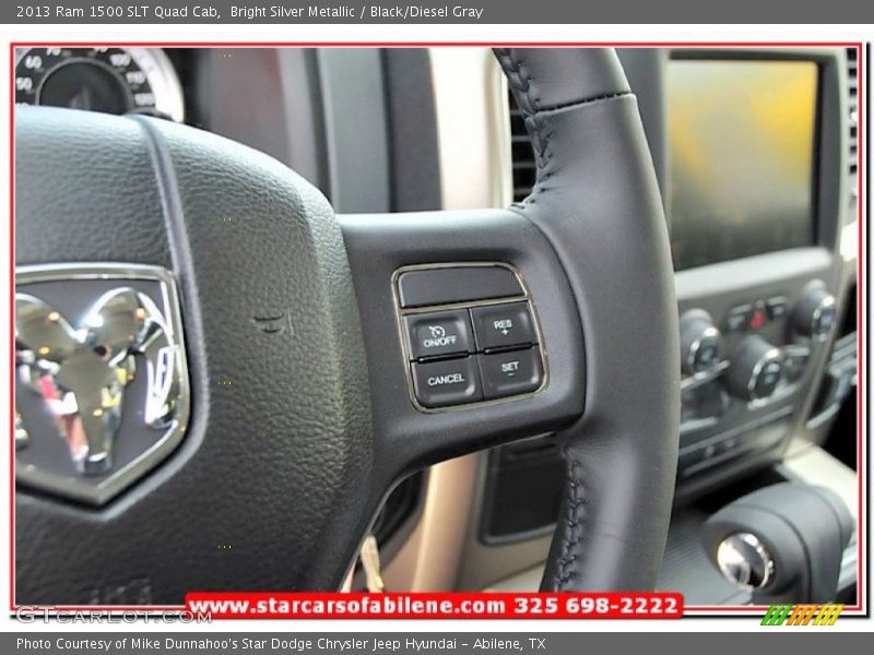 Bright Silver Metallic / Black/Diesel Gray 2013 Ram 1500 SLT Quad Cab
