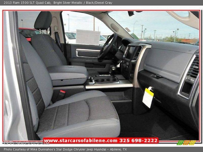 Bright Silver Metallic / Black/Diesel Gray 2013 Ram 1500 SLT Quad Cab