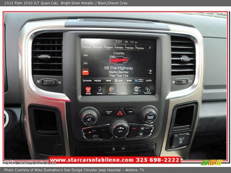 Bright Silver Metallic / Black/Diesel Gray 2013 Ram 1500 SLT Quad Cab