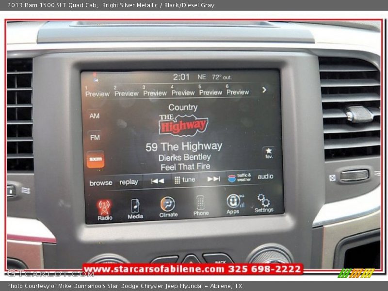 Bright Silver Metallic / Black/Diesel Gray 2013 Ram 1500 SLT Quad Cab