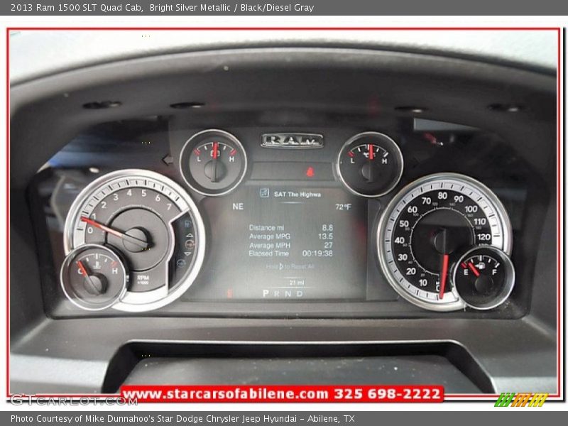 Bright Silver Metallic / Black/Diesel Gray 2013 Ram 1500 SLT Quad Cab