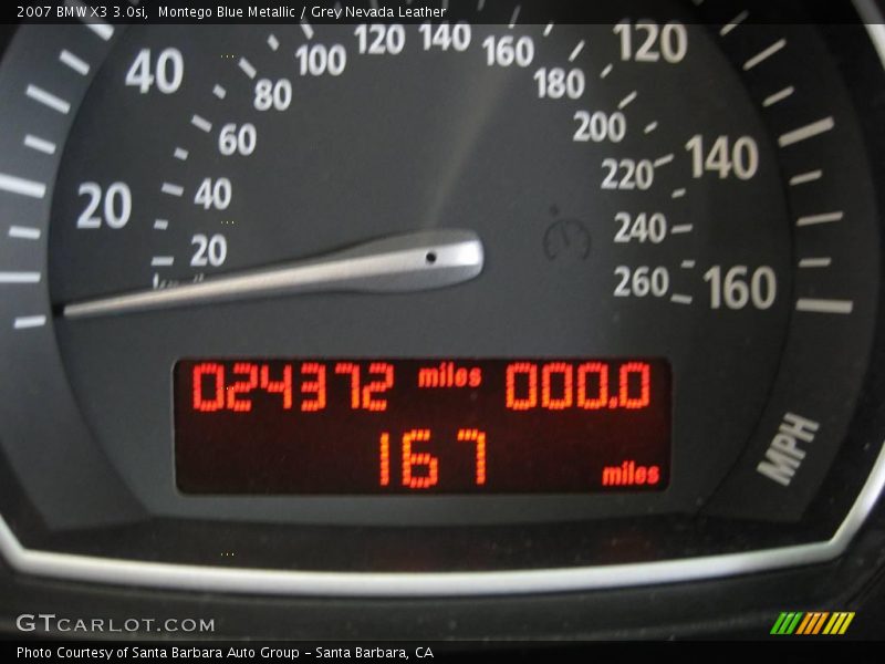 Montego Blue Metallic / Grey Nevada Leather 2007 BMW X3 3.0si