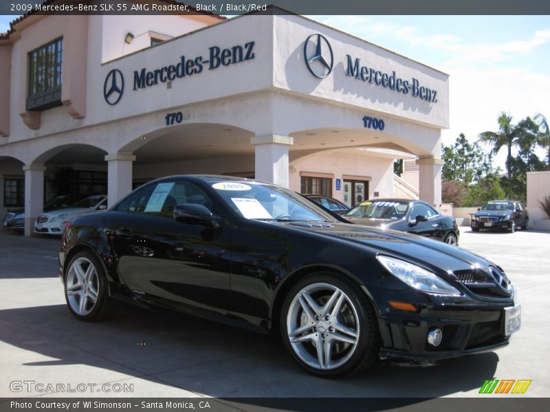 Black / Black/Red 2009 Mercedes-Benz SLK 55 AMG Roadster