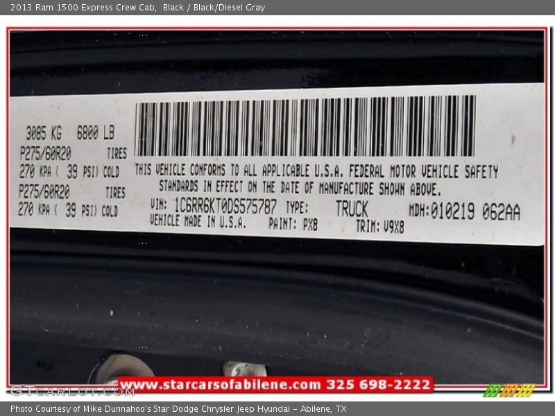 Black / Black/Diesel Gray 2013 Ram 1500 Express Crew Cab