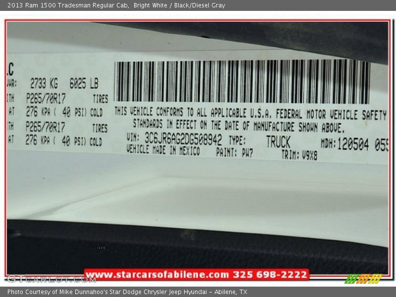 Bright White / Black/Diesel Gray 2013 Ram 1500 Tradesman Regular Cab