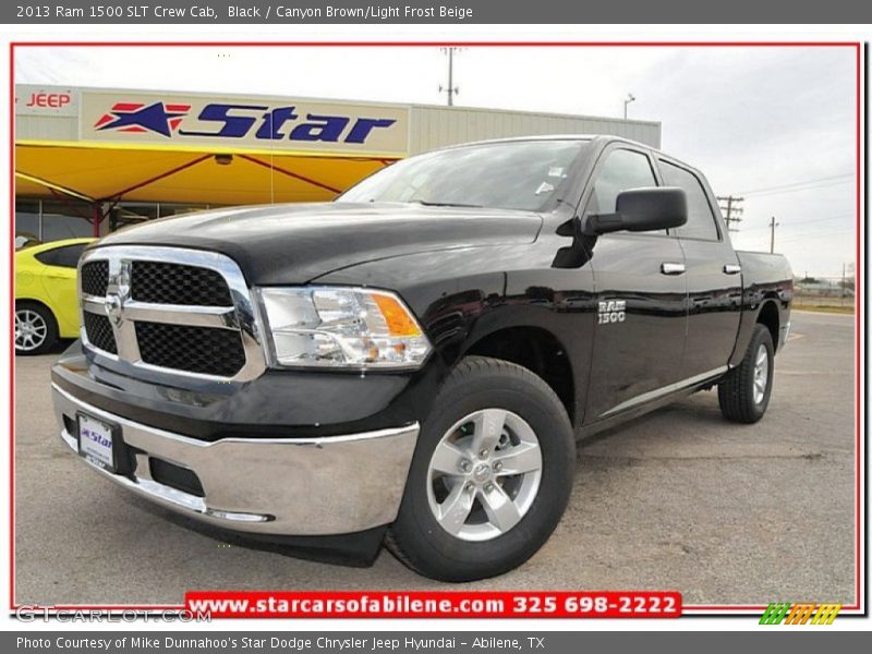 Black / Canyon Brown/Light Frost Beige 2013 Ram 1500 SLT Crew Cab