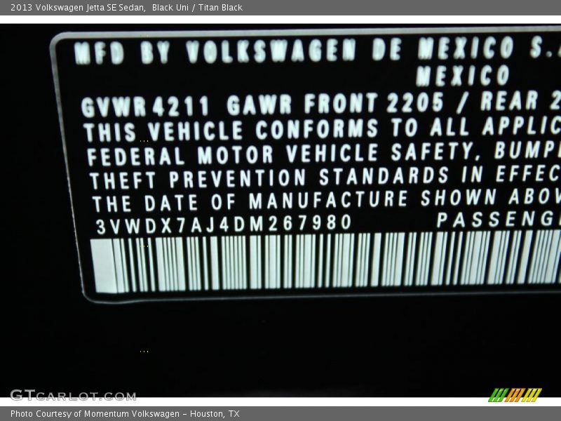 Black Uni / Titan Black 2013 Volkswagen Jetta SE Sedan