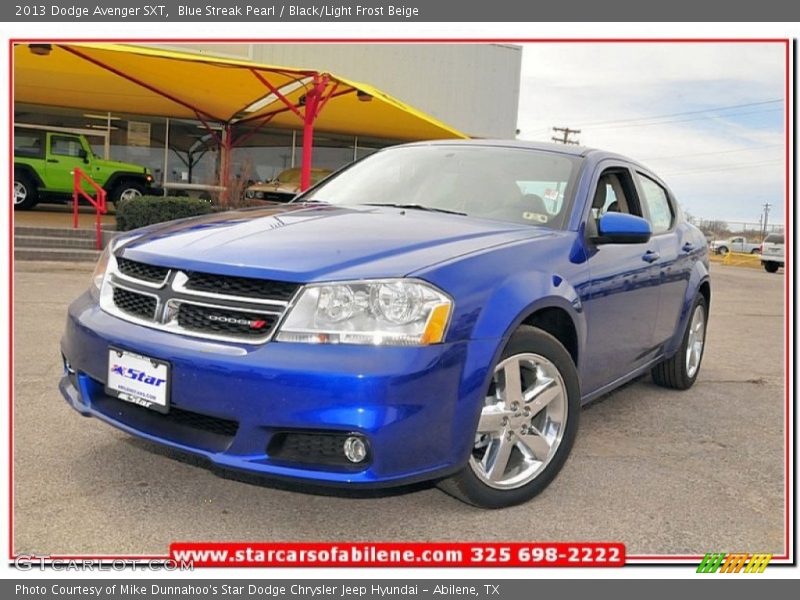 Blue Streak Pearl / Black/Light Frost Beige 2013 Dodge Avenger SXT