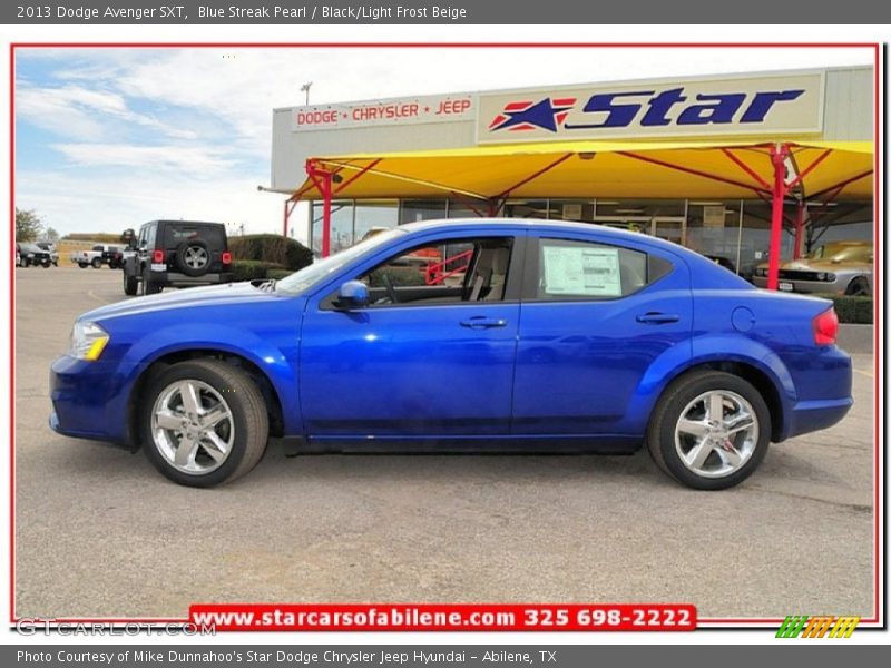 Blue Streak Pearl / Black/Light Frost Beige 2013 Dodge Avenger SXT