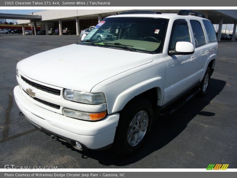 Summit White / Tan/Neutral 2003 Chevrolet Tahoe Z71 4x4