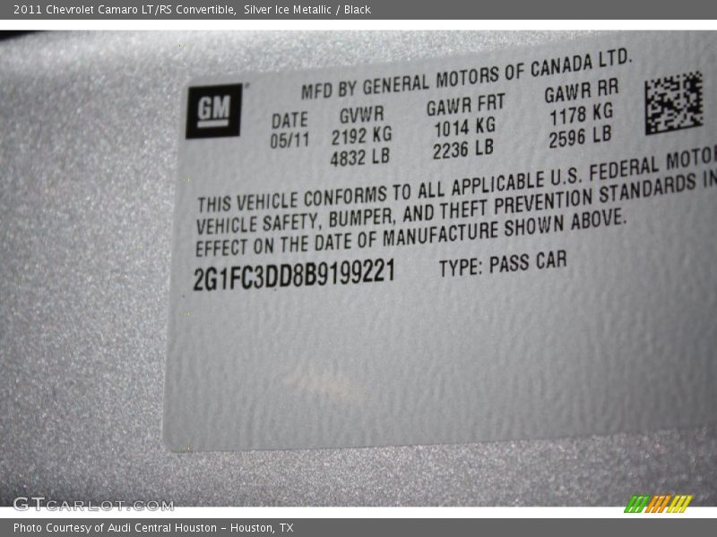 Silver Ice Metallic / Black 2011 Chevrolet Camaro LT/RS Convertible