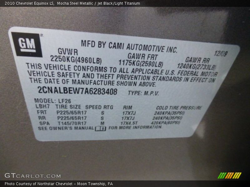 Mocha Steel Metallic / Jet Black/Light Titanium 2010 Chevrolet Equinox LS