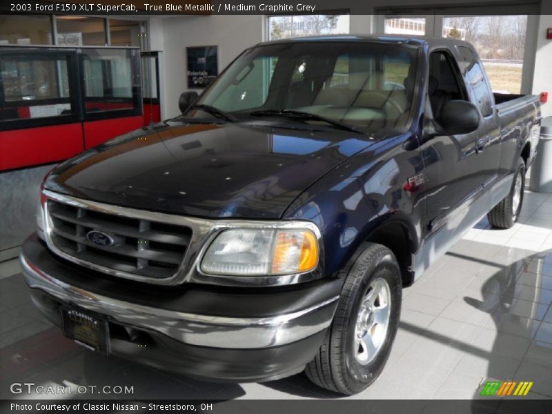 True Blue Metallic / Medium Graphite Grey 2003 Ford F150 XLT SuperCab