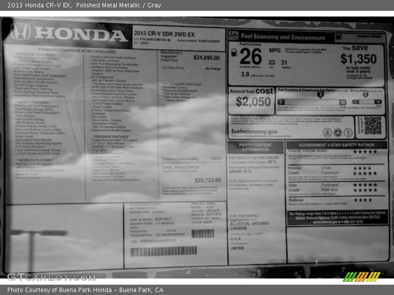  2013 CR-V EX Window Sticker