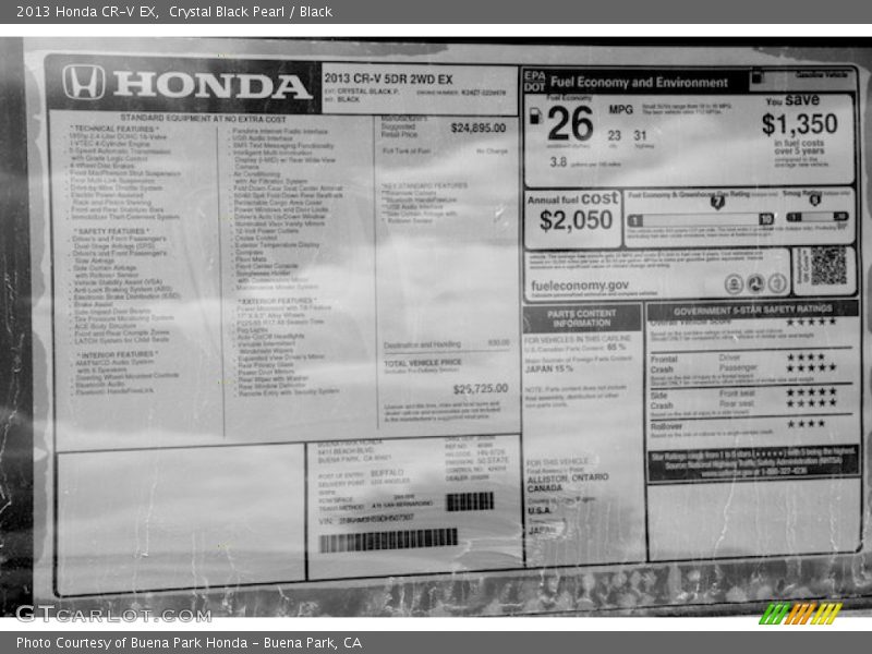 Crystal Black Pearl / Black 2013 Honda CR-V EX