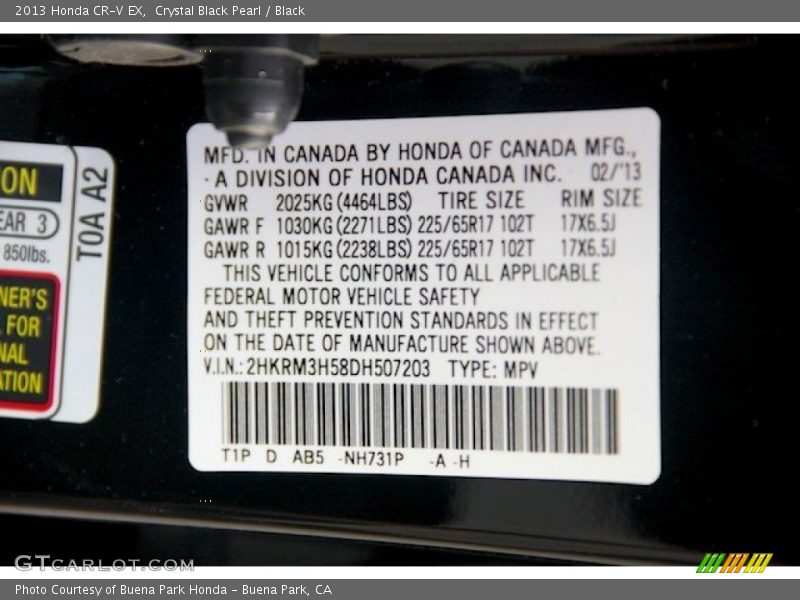 Crystal Black Pearl / Black 2013 Honda CR-V EX