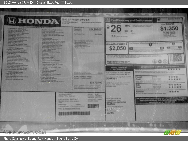  2013 CR-V EX Window Sticker