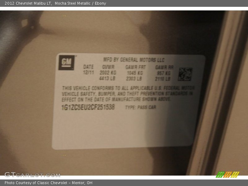Mocha Steel Metallic / Ebony 2012 Chevrolet Malibu LT