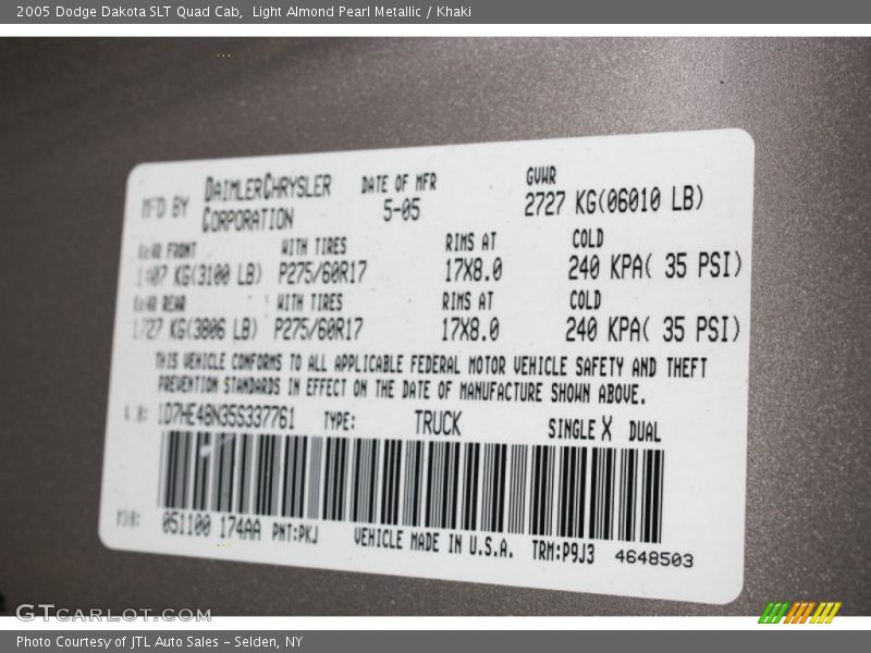 Light Almond Pearl Metallic / Khaki 2005 Dodge Dakota SLT Quad Cab