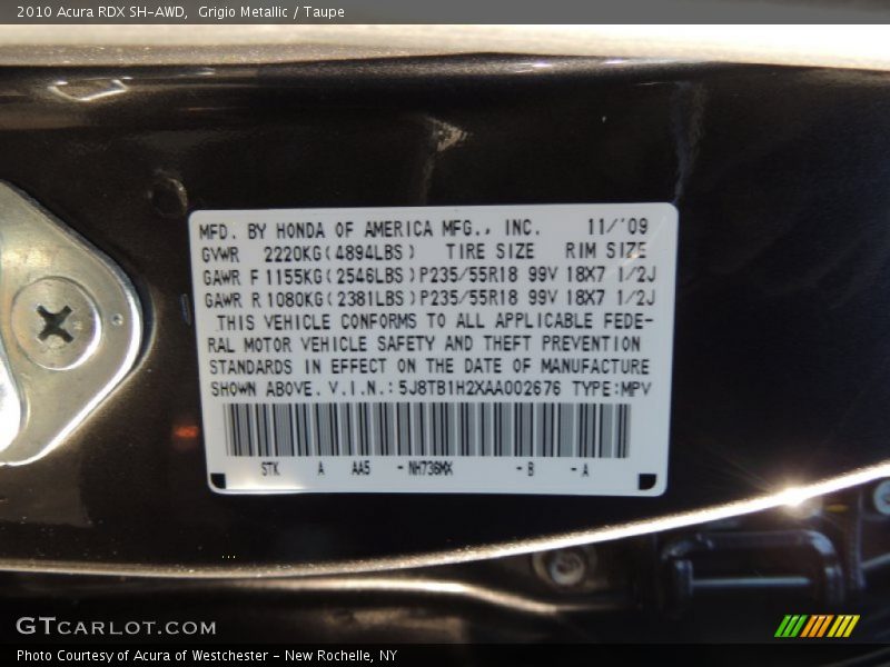 Grigio Metallic / Taupe 2010 Acura RDX SH-AWD