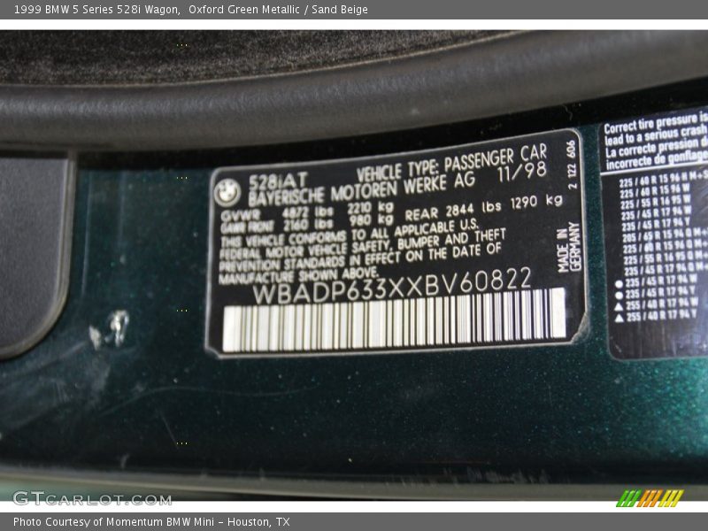 Oxford Green Metallic / Sand Beige 1999 BMW 5 Series 528i Wagon