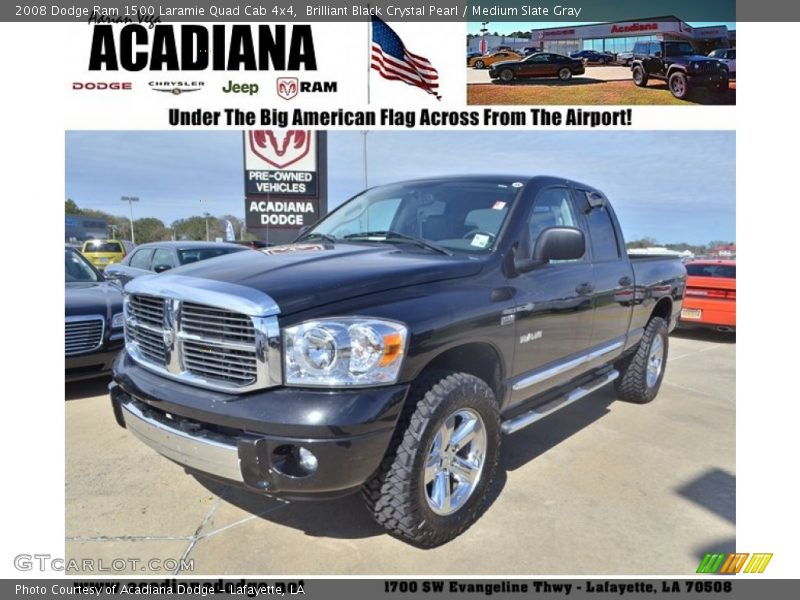 Brilliant Black Crystal Pearl / Medium Slate Gray 2008 Dodge Ram 1500 Laramie Quad Cab 4x4