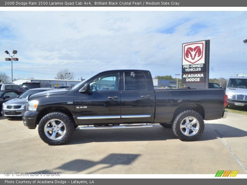 Brilliant Black Crystal Pearl / Medium Slate Gray 2008 Dodge Ram 1500 Laramie Quad Cab 4x4