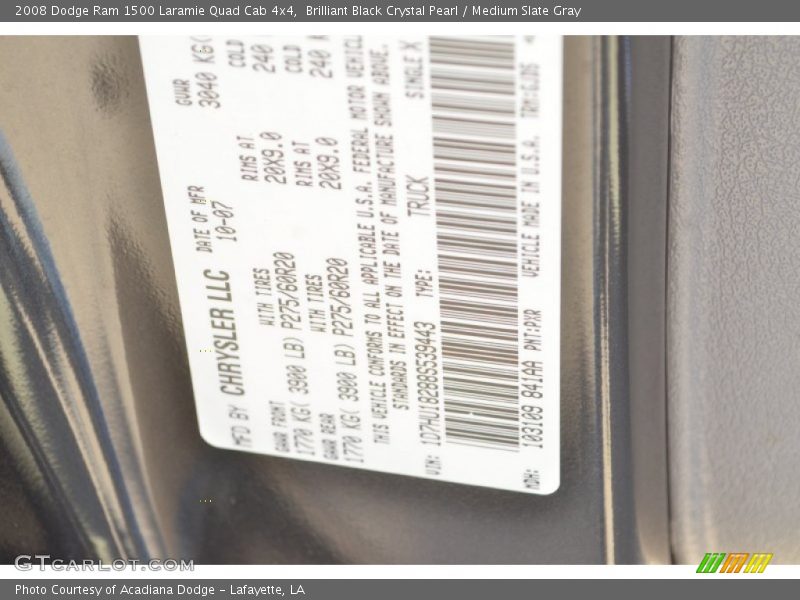 Brilliant Black Crystal Pearl / Medium Slate Gray 2008 Dodge Ram 1500 Laramie Quad Cab 4x4