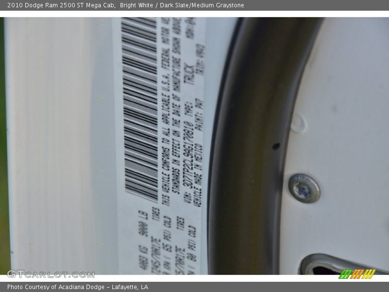 Bright White / Dark Slate/Medium Graystone 2010 Dodge Ram 2500 ST Mega Cab
