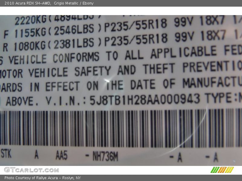 Grigio Metallic / Ebony 2010 Acura RDX SH-AWD