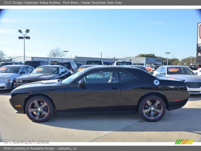 Pitch Black / Radar Red/Dark Slate Gray 2013 Dodge Challenger Rallye Redline