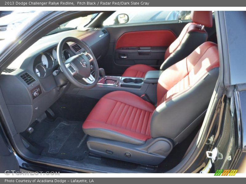 Pitch Black / Radar Red/Dark Slate Gray 2013 Dodge Challenger Rallye Redline