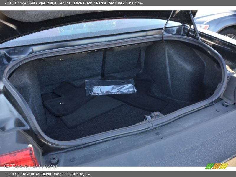 Pitch Black / Radar Red/Dark Slate Gray 2013 Dodge Challenger Rallye Redline