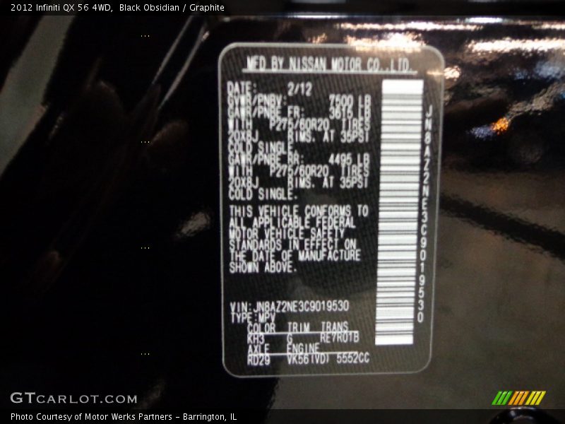 Black Obsidian / Graphite 2012 Infiniti QX 56 4WD