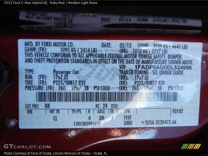 Ruby Red / Medium Light Stone 2013 Ford C-Max Hybrid SE