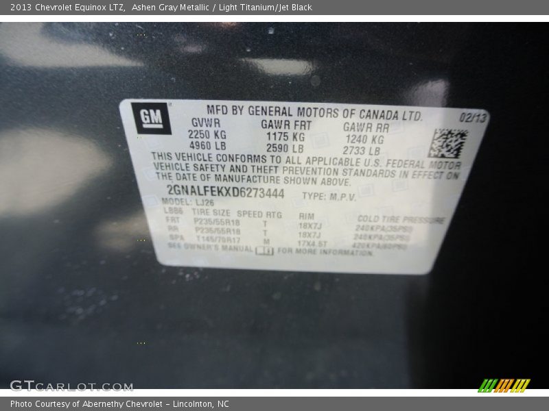 Ashen Gray Metallic / Light Titanium/Jet Black 2013 Chevrolet Equinox LTZ