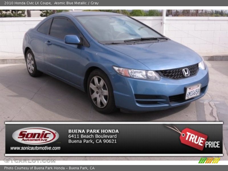 Atomic Blue Metallic / Gray 2010 Honda Civic LX Coupe