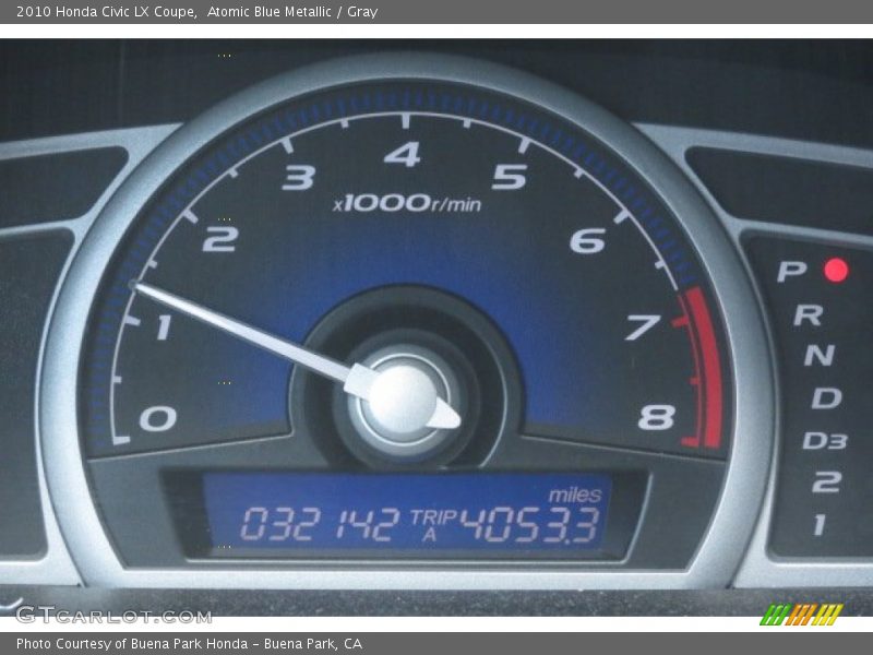 Atomic Blue Metallic / Gray 2010 Honda Civic LX Coupe