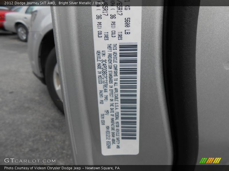 Bright Silver Metallic / Black 2012 Dodge Journey SXT AWD