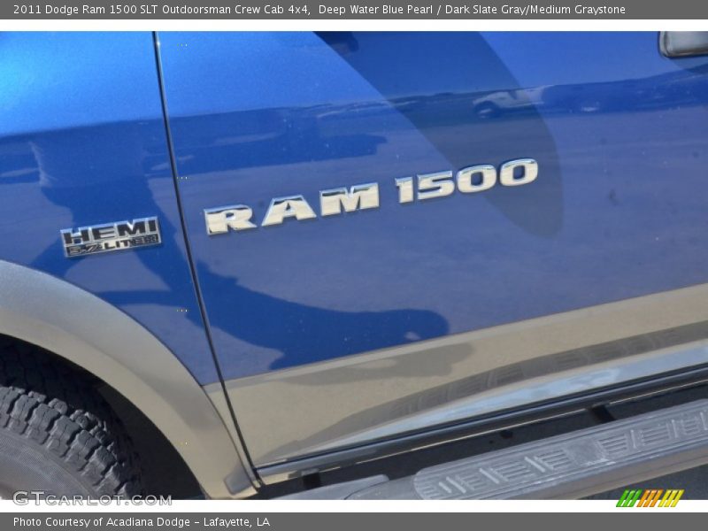 Deep Water Blue Pearl / Dark Slate Gray/Medium Graystone 2011 Dodge Ram 1500 SLT Outdoorsman Crew Cab 4x4