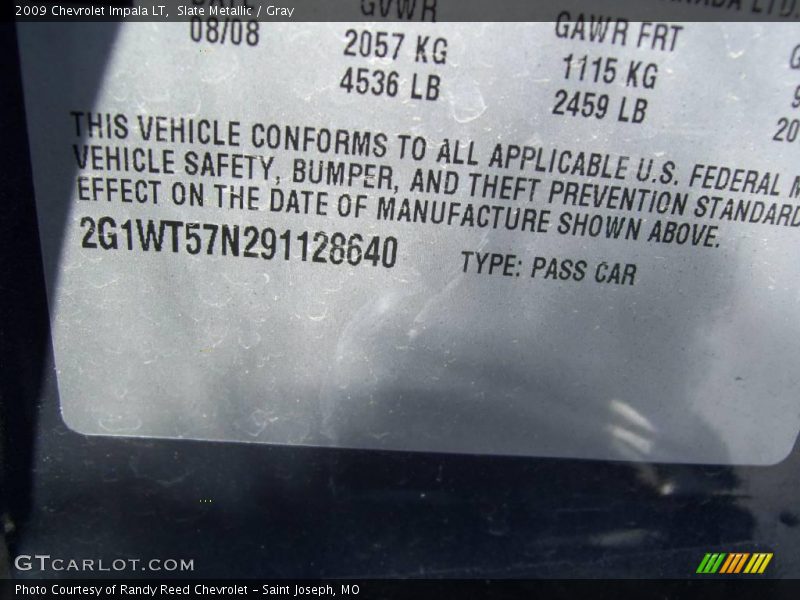 Slate Metallic / Gray 2009 Chevrolet Impala LT