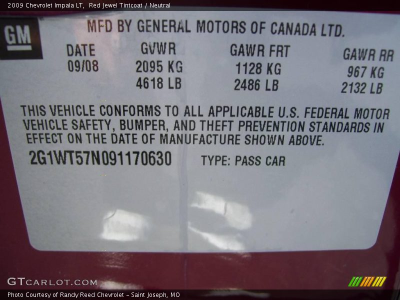 Red Jewel Tintcoat / Neutral 2009 Chevrolet Impala LT